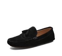 DADIJIER Mocasín de conducción para Hombres Mocasines de Barcos Resbalón en el Estilo Pigskin Leather Classic Fringe Color sólido Transpirable (Color : Negro, Tamaño : 38 EU)