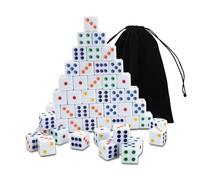 Dados Blancos 16mm - 50 Piezas en Ángulo Recto Con 6 Caras, D6 Acrílicos de Colores para Jugar, Enseñar Matemáticas, Póquer, Juegos de Mesa, Socializar y Fiestas Divertidas
