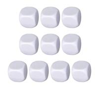 Dados blancos redondeados en blanco, 10 cubos de dados blancos redondeados de acrílico - Seis caras para escribir en cubos blancos para números adhesivos, bloques de construcción, hacer conteo de