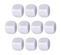 Dados blancos vacíos redondeados, dados de borrado en seco, 10 bloques de redondos blancos - Escritura de seis lados en blancos para crear bloques de números adhesivos para el recuento
