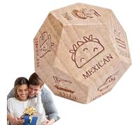 Dados Comida - Cubo Madera para Noche Dúo | Dados Doce Caras Elección Mujeres Hombres Socios | Juego Divertido Decisión Cena para Hogar Cocina Tarde Viajes Ideas Actividades Románticas