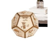 Dados de 12 Caras - Dados de decisión de Madera con diseño de constelación | Cubo de Madera Poliédrico de 8x7cm | Divertido tomador de Decisiones para Juegos de Fiesta, Viajes, Escuela y Dormitorio.