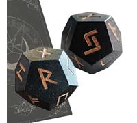 Dados de anciana - 2 piezas de madera tallada a mano, juego de adivinación, lecturas de símbolos antiguos | para principiantes, uso ritual, entretenimiento de mesa, práctica de atención plena y