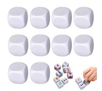 Dados de borrado en seco, 10 bloques de dados redondeados acrílicos, blancos de escritura de seis caras para números adhesivos, bloques de construcción para hacer conteo de matemáticas