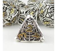 Dados de calavera hueca, juego de dados poliédricos de calavera y dragones únicos D&D TRPG, MTG, Pathfinder, tablero de mesa, juego de rol D4 D6 D8 D10 D% D12 D20 (plata)