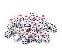 Dados de casino, juego de dados de 50 piezas, acrílico de 6 caras, mini de 8 mm con puntos negros y rojos para juegos de mesa, enseñanza de matemáticas, actividades, tema de casino, regalos de fiesta