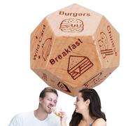 Dados de comida, 12 dados temáticos de decisión, dados de fecha, dados de madera para citas nocturnas con textos, reutilizables, para citas, noche, comidas, cenas, dados decisivos para parejas