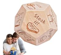 Dados de comida para parejas | Dados de decisión para la cena pequeños | Juego de dados de comida de madera, dados de decisión de 12 lados de material confiable para citas nocturnas, tomador de dados