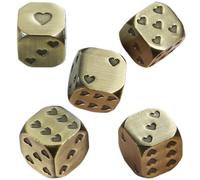 Dados de corazón, dados de seis lados - dados de metal redondeados con patrón de corazones, dados redondos de esquina, 5 x para juegos de mesa, bebidas, entretenimiento