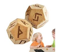 Dados De De Madera - Juego De Adivinación Elder futhrk De 2 Piezas, Oráculo del Alfabeto Nórdico Grabado, Accesorio De Meditación Metafísica / Piedras Rúnicas De Viaje De Tamaño Bolsillo,
