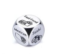 Dados de decisión de comida para parejas, dados divertidos de acero para decisión de alimentos, hielo de metal para citas, aniversario, cumpleaños, día de San Valentín, cena, elección para ella, él