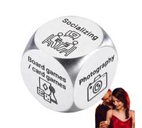 Dados de decisión, juego de dados de acero inoxidable para citas nocturnas - Cubo selector de opciones, herramienta para hacer elecciones, día de San Valentín, citas, pareja, dados para novio y novia