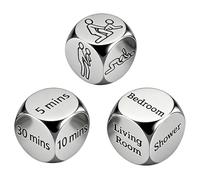 Dados de decisión para parejas, juego de dados de acero inoxidable, divertido juego de citas nocturnas para él y ella, regalo romántico de aniversario de San Valentín para marido, esposa, novio, novia