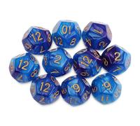 Dados de Dungeons and Dragons: 10 dados de 12 caras, azules, poli dricos, D12, morados, para juegos de rol, de mesa, de centro, de derecha a izqu