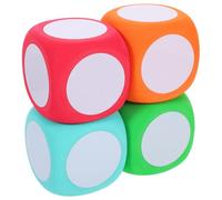 Dados de Espuma Borrables de 6cm, Cubos Blancos Reutilizables, 4 Piezas | Superficies para Escribir y Borrar, EVA Suave, Juegos Grupales y Cuentos, Números y Símbolos