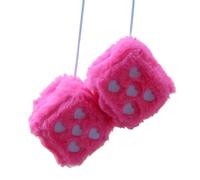 Dados de felpa mullidos - 1 par de dados de felpa para interior de coche, diseño de corazón bordado para manija de puerta, decoración de pared