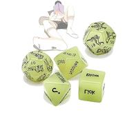 Dados De Fiesta De PláStico Verde Fluorescente De 5 En 1, Tallados con Patrones Claros, Accesorios De Juego De Ajedrez Y Cartas De Fiesta, Regalos para Parejas - K8