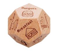 Dados de madera para alimentos, planificador de cena, selector de comidas, dados de 12 caras para citas nocturnas, dados de comida para parejas, actividad de cocina familiar, divertido elección de