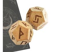 Dados de madera para ancianos, juego de adivinación de dos piezas, diseño compacto portátil, dados de runa de entretenimiento, artesanía, aficionado a la historia, coleccionable para lectura