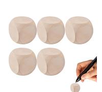 Dados de madera vacíos, bordes redondeados, juego de 5 piezas de bloques cuadrados sin terminar, poliedro vacío de seis lados para manualidades, manualidades de material de madera natural, juego de