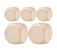 Dados de madera vacíos, bordes redondeados, juego de 5 piezas de bloques cuadrados sin terminar, poliedro vacío de seis lados para manualidades, manualidades de material de madera natural, juego de