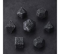Dados de metal poliedral de 7 piezas, color negro desgastado y negro, para mazmorras y dragones DnD Call of Cthulhu Pathfinder RPG Dice Rogue Dice Warlock Dice Dice