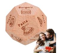 Dados De Noche Para Parejas | Divertidos Dados De Decisión Alimentaria Con Cocinas E Ideas De Comida - Juego De Citas Románticas De Madera Para Adultos, Regalos De Cumpleaños Y Anniversa