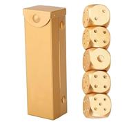 Dados del Juego de 5 Piezas, Juego de Dados de Metal de 6 Lados, de Mesa con Caja de Almacenamiento, Juegos de póker de aleación de Aluminio para el Favor de la Fiesta (Rectangle Box Gold) Gold