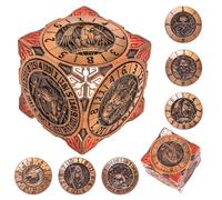 Dados giratorios DND - Juego de 7 dados de metal con diseño de dragón 3D | Diseño único para Dungeons & Dragons RPG Dados poliédricos para jugadores D&D y MJ (cobre dorado)