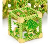 Dados HNCCESG de Metal D&D de 7 Piezas, Juego de Dados Poliédricos Huecos para Mazmorras y Dragones, RPG Shadowrun (Verde Claro)