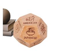 Dados para citas nocturnas, dados de madera para selección de comida, dados para citas para parejas | Dados de elección de comida de 12 caras, divertido juego de dados para parejas reutilizables para