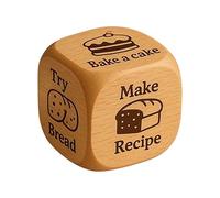 Dados para tomar decisiones, accesorio de cocina de madera, hornear de seis caras con 1.97 x 1.97 pulgadas, toma decisiones de dados para fiestas, panadería, reuniones familiares, citas nocturnas