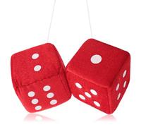 Dados peludos para espejo retrovisor, dados rojos peludos para espejo de coche, 2.75 pulgadas, par de dados cuadrados de felpa retro con puntos blancos, bonitos accesorios de decoración de coche