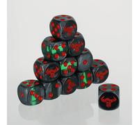 Dados plateado oscuro y verde para jugar Orkos