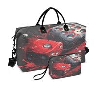 Dados Rojos Ilustraciones Creativas Bolsa de Natación Deportiva Fitness Bolsa de Equipaje Semana Bolsa con Bolsa de Maquillaje para Viajes