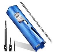 DaduoRi Juego de brocas de núcleo largo de 71 mm x 240 mm con adaptador SDS Plus de 240 mm, 110 mm y broca piloto central, juego de brocas de núcleo de diamante para piedra de mampostería de bloques