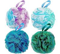 DadyMart Esponja de esponja de baño de 60 g de malla de baño para ducha de baño, esponja exfoliante corporal para mujeres y hombres, juego de 4 unidades, color floral