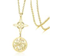 DAEFAG Colgante Nudo de Bruja Tetragrammaton Pentagrama Joyería Celta Pagana Protección Hechicería Irlandesa para Mujer Hombre, Collar De Nudo De Brujas-Oro 2