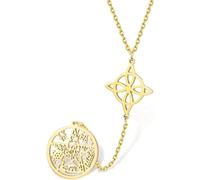 DAEFAG Colgante Nudo de Bruja Tetragrammaton Pentagrama Joyería Celta Pagana Protección Hechicería Irlandesa para Mujer Hombre, Collar con Nudo de Bruja de Oro