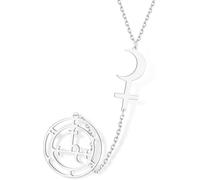 DAEFAG Colgante Símbolo Luna Negra Lilith Joyería Gótica Amuleto Protección Doble Cruz Creciente Astrología Brujería Pagano Talismán Suerte para Mujer Hombre, Silver1