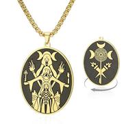 DAEFAG Collar de Luna Triple Hecate Acero Inoxidable Colgante Hekate Joyería Pagana Wicca Regalo Mujer Bruja, Oro-Doble Cara 2
