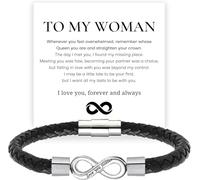 DAEFAG para Mi Esposa, Siente Mi Amor Pulsera de Cuero Infinito Te Amo por Siempre y Siempre Brazalete de Acero Inoxidable Regalo de Esposo San Valentín Cumpleaños Nav, Plata