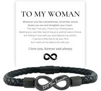 DAEFAG para Mi Esposa, Siente Mi Amor Pulsera de Cuero Infinito Te Amo por Siempre y Siempre Brazalete de Acero Inoxidable Regalo de Esposo San Valentín Cumpleaños Nav, Negro