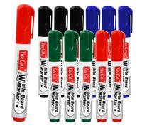 Daelesr 12PCS Rotuladores Pizarra Blanca, Boligrafos Borrable, Whiteboard Marker Erasable, Marcador de Pizarra Borrable en Seco, 4 Colores Negro Azul Rojo Verde, para Hogar Oficina Escuela (12)