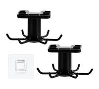 Daelesr 2 Piezas 360° Giratorio Ganchos para Utensilios de Cocina con 6 Ganchos, Sin Perforación Adhesivo Bajo Armario Colgador de Utensilios, Ganchos Porta Utensilios para Cocina Armario Barra Baño