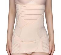 Daelesr 3 en 1 Cinturón Postparto, Cinturón Abdominal Mujer, Transpirable, Faja Cesarea Recuperacion con Cinturón Pélvico, Cinturón Apoyo Lumbar M L XL, Cinturón Embarazo Vientre (Beige, M)