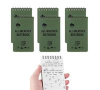 Daelesr 6 Piezas Cuaderno Impermeable para Todo Clima, Bloc de Notas en Espiral Pequeño Cuaderno de Bolsillo Verde, Libreta Pequeña para Grabación de Actividades al Aire Libre, 50 Hojas，3x5 Pulgadas
