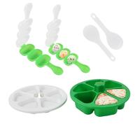 Daelesr Onigiri Molde, Molde de Sushi Triangular, Antiadherente Onigiri Forma, con Cuchara de Arroz, kit sushi 6 en 1 para Hogar, Restaurante (Verde)