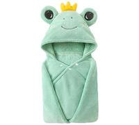 Daelesr Poncho de baño con capucha para niños, poncho, toalla para niños pequeños, toalla New Born Baby Towel, 85 x 150 cm, toalla de baño para niños y niñas (rana verde)