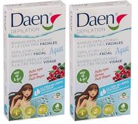 Daen - bandas depilatorias faciales cera fría frutos rojos - aqua. (Paquete de 2)